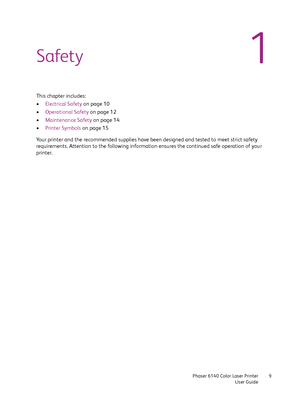 Xerox 6140 manual Safety1 