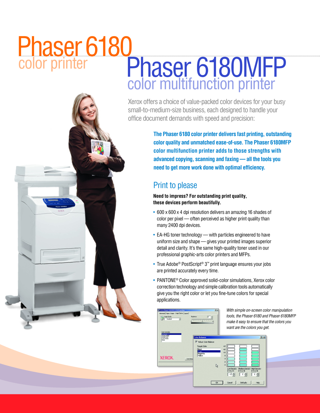 Xerox manual color printer Phaser 6180MFP, color multifunction printer, Print to please 