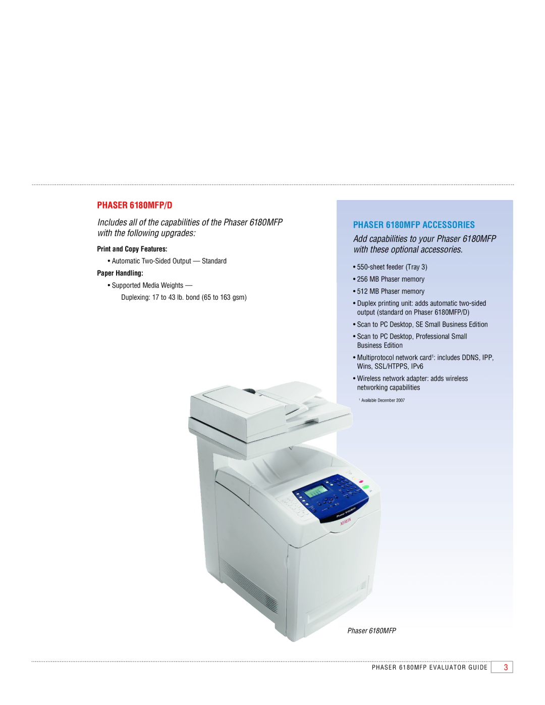 Xerox manual Phaser 6180MFP/D, Phaser 6180MFP Accessories 