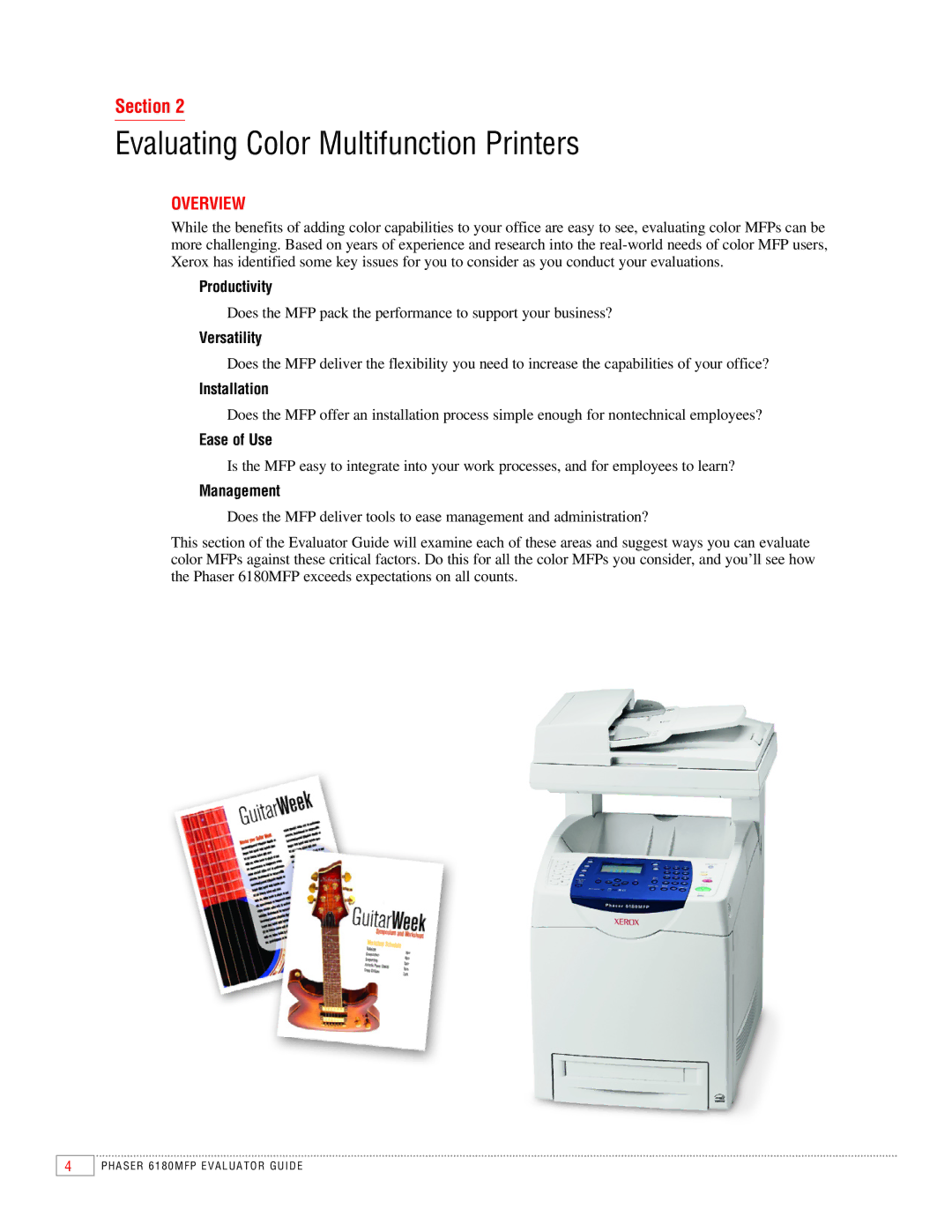 Xerox 6180MFP manual Evaluating Color Multifunction Printers 