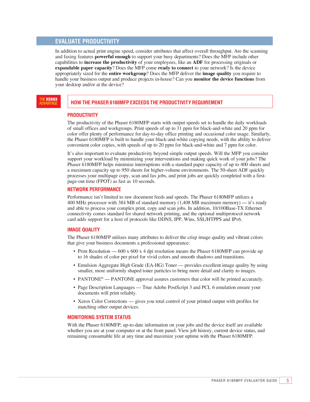 Xerox 6180MFP manual Image Quality, Monitoring System Status 