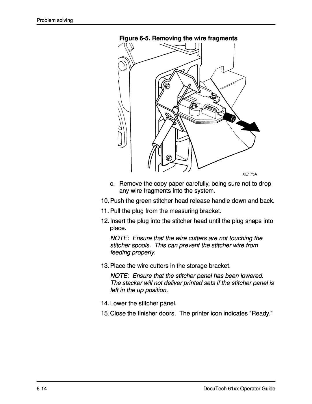 Xerox 61xx manual 5. Removing the wire fragments 