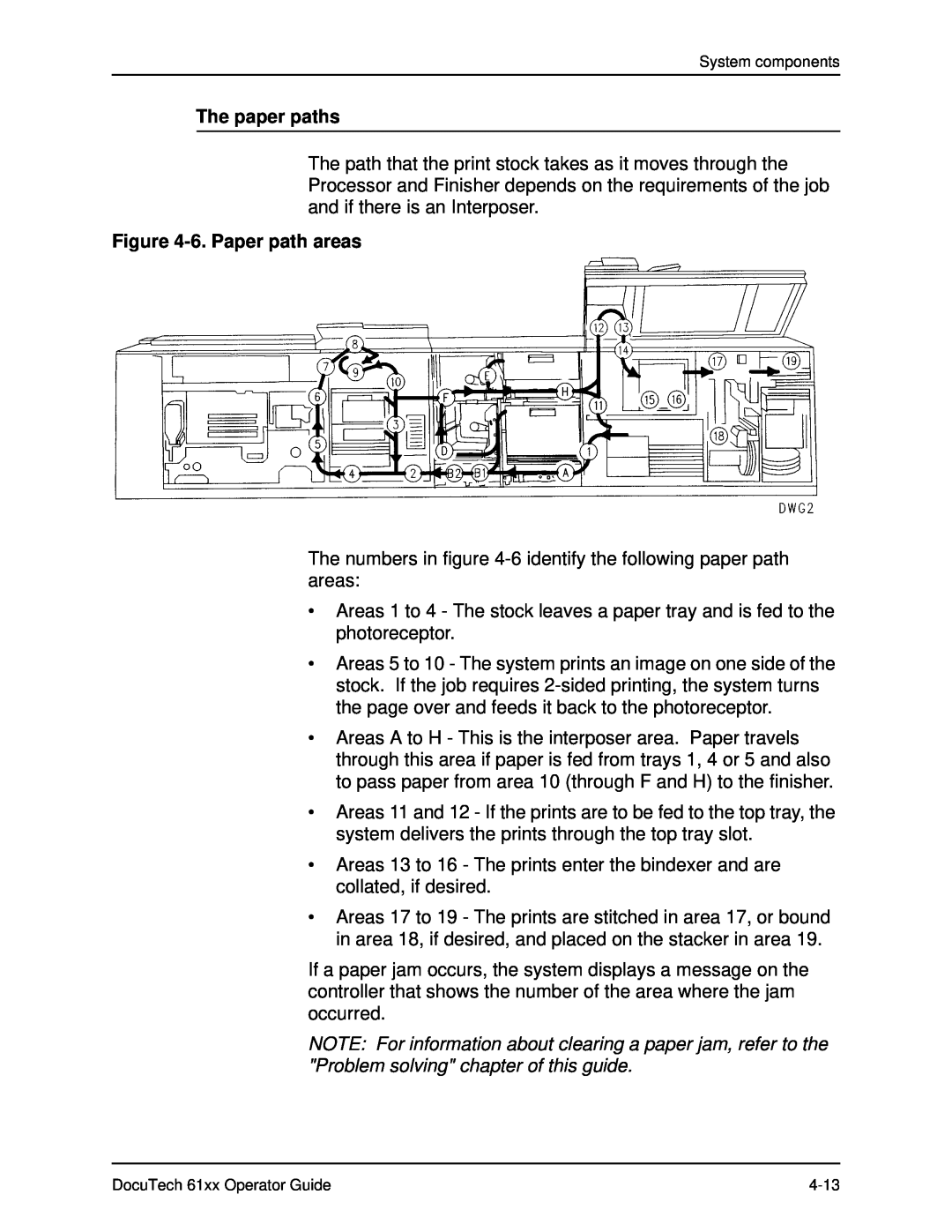 Xerox 61xx manual The paper paths, 6. Paper path areas 