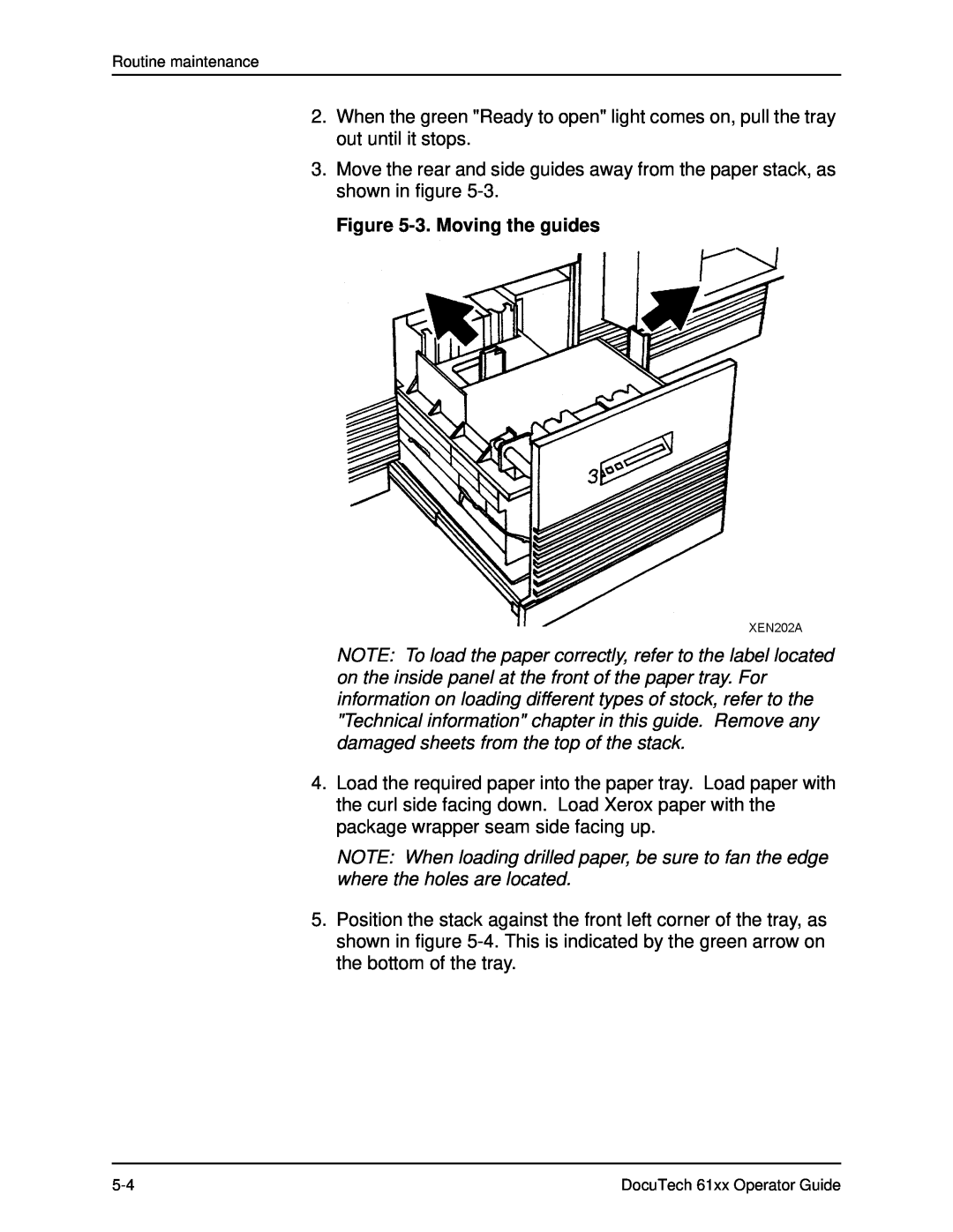 Xerox manual 3. Moving the guides, Routine maintenance, DocuTech 61xx Operator Guide 
