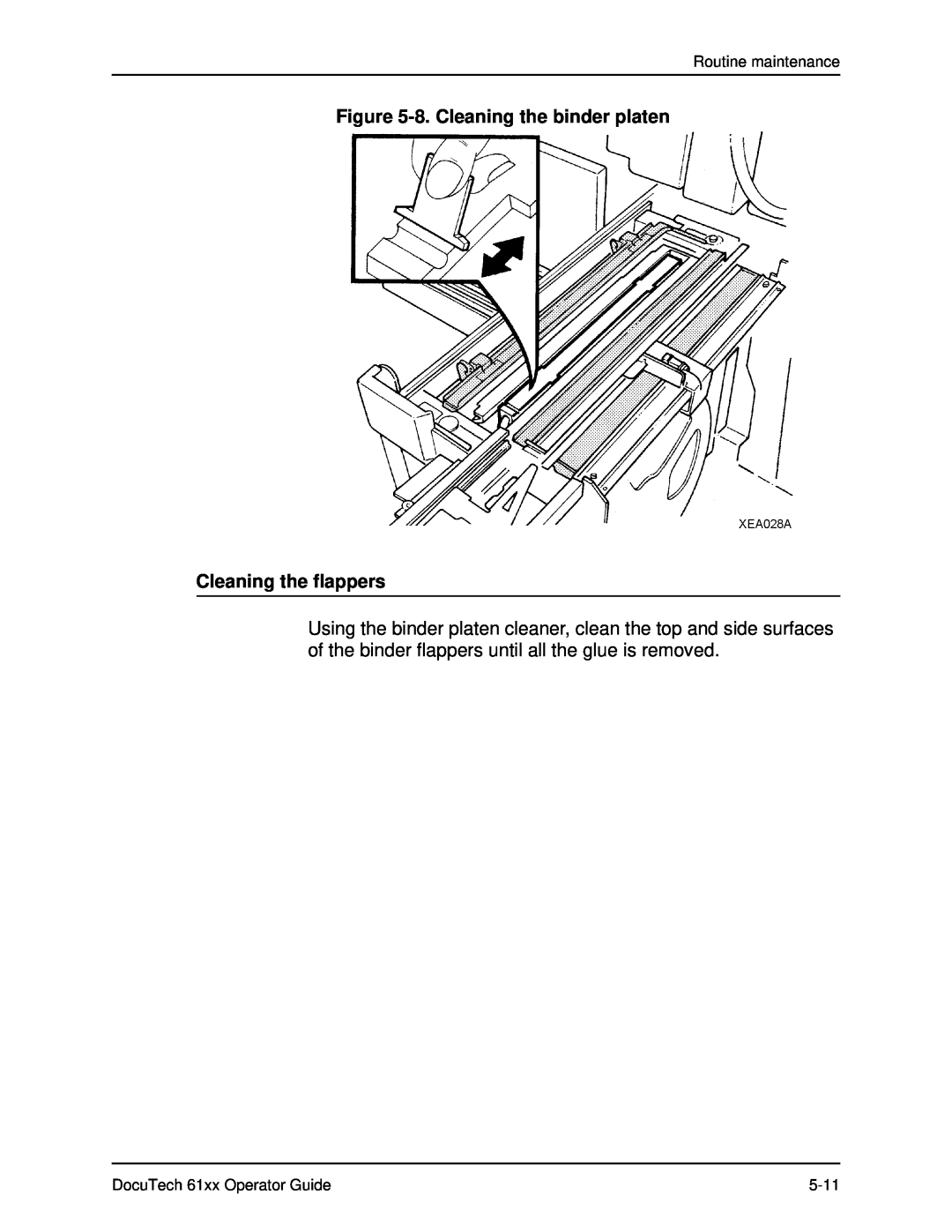 Xerox 61xx manual 8. Cleaning the binder platen Cleaning the flappers 