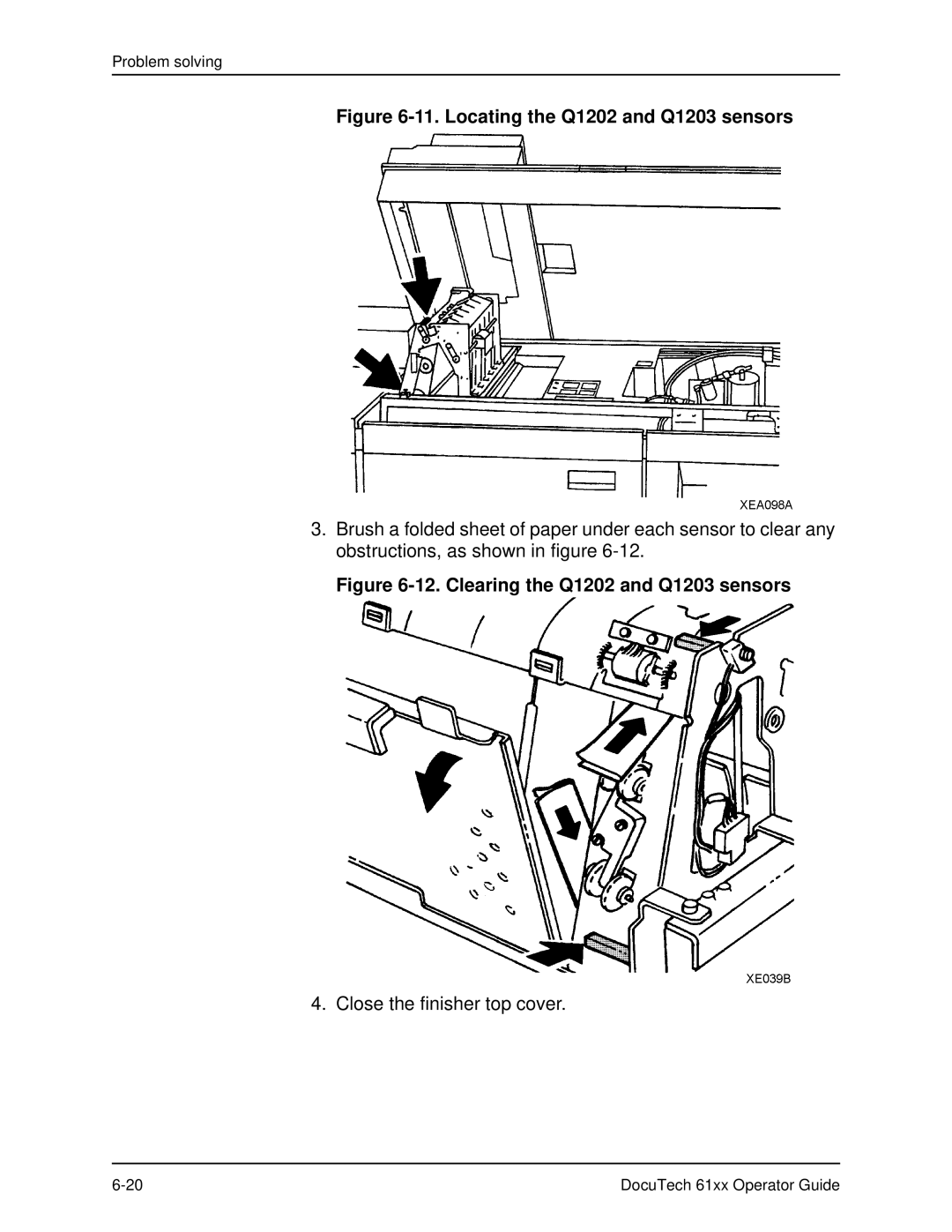 Xerox 61xx manual Locating the Q1202 and Q1203 sensors 