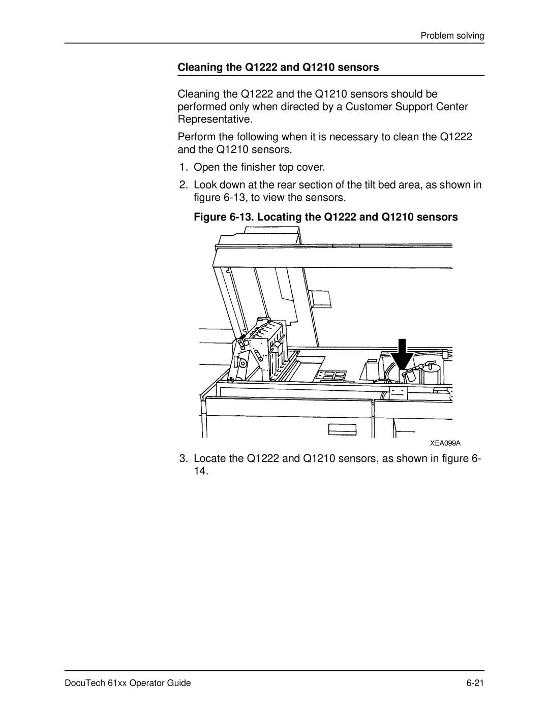 Xerox 61xx manual Cleaning the Q1222 and Q1210 sensors, Locating the Q1222 and Q1210 sensors 