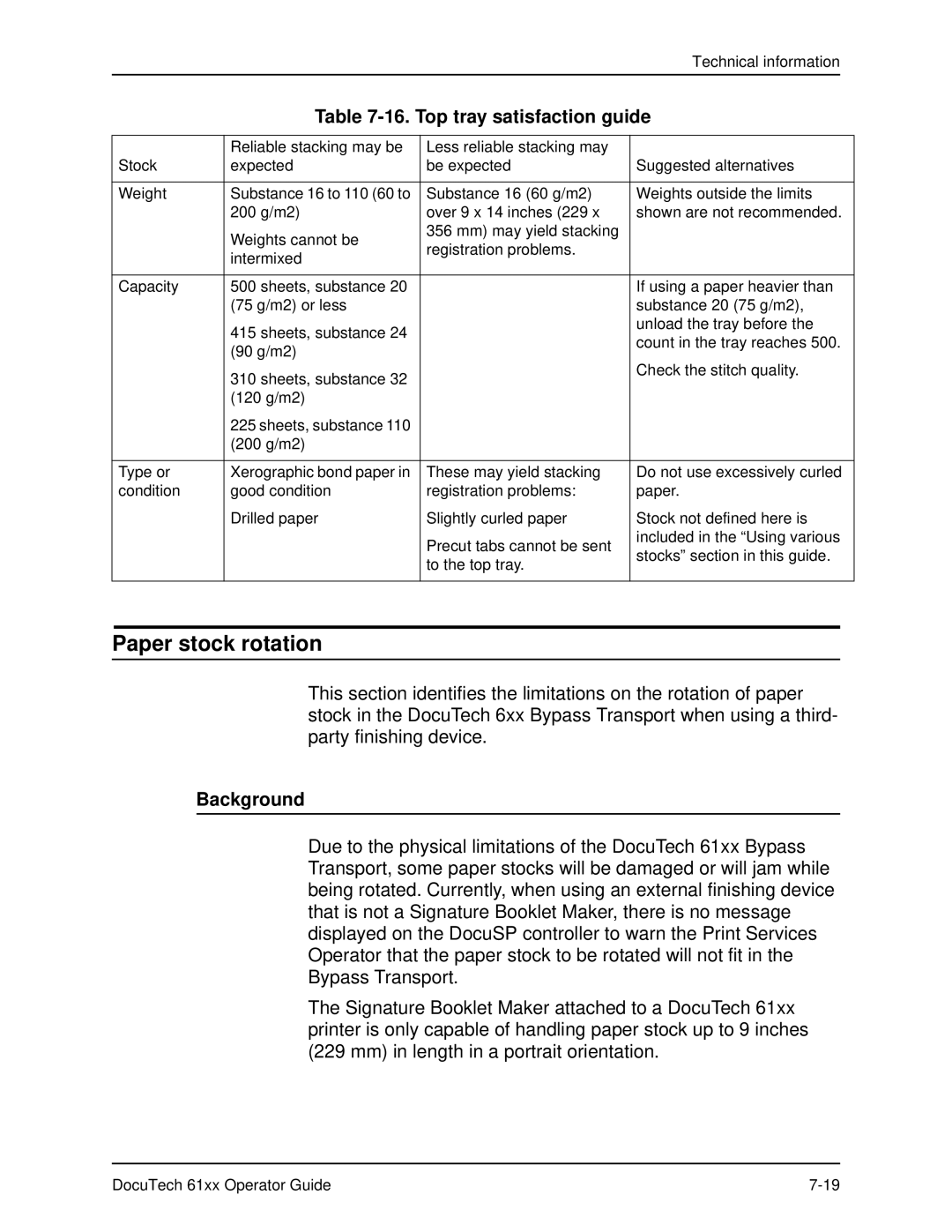 Xerox 61xx manual Paper stock rotation, Background 