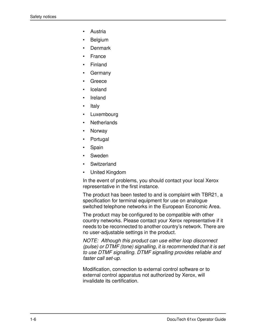 Xerox 61xx manual Safety notices 