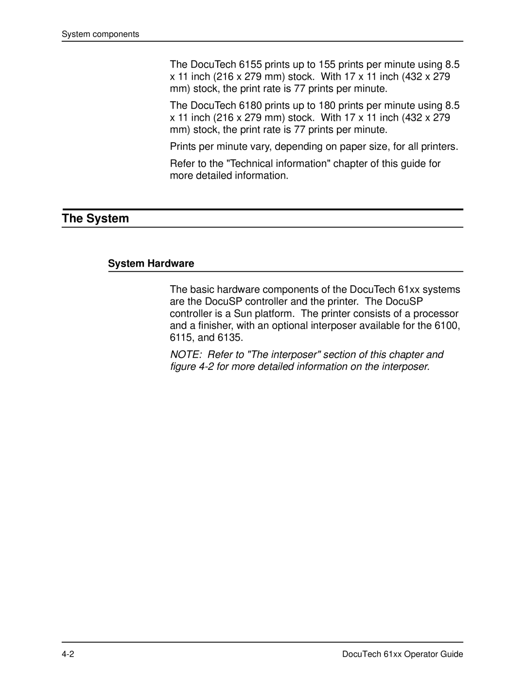 Xerox 61xx manual System Hardware 