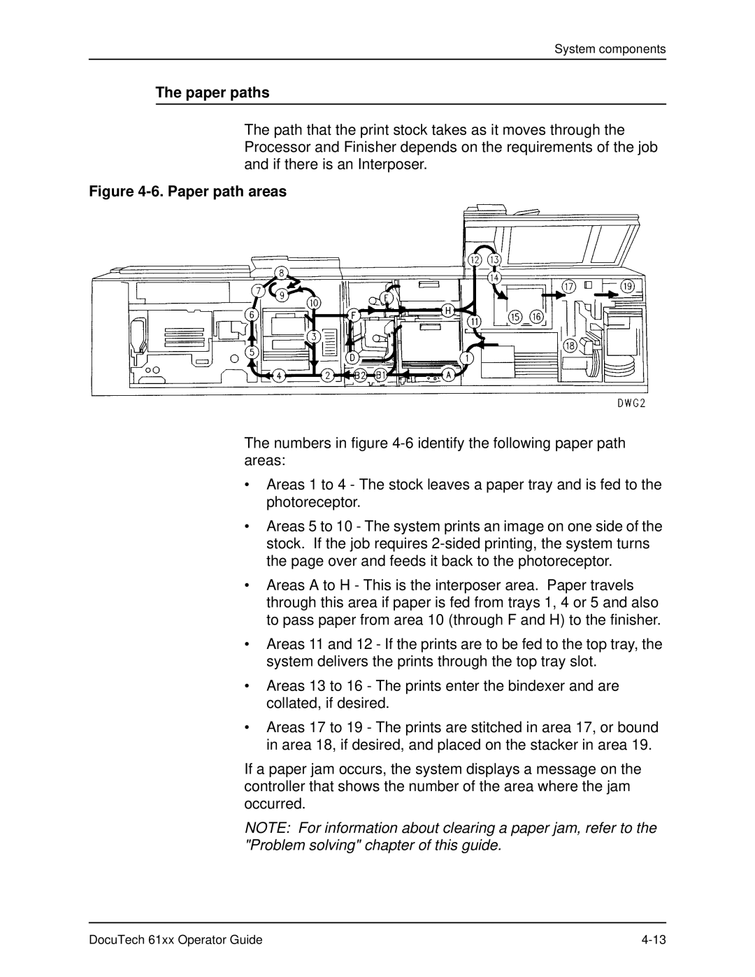 Xerox 61xx manual Paper paths, Paper path areas 