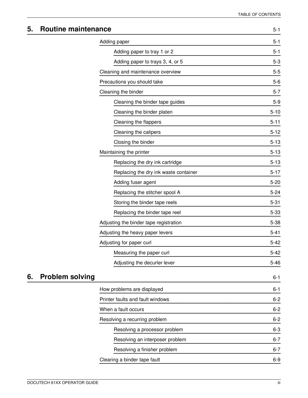 Xerox 61xx manual Routine maintenance, Problem solving 