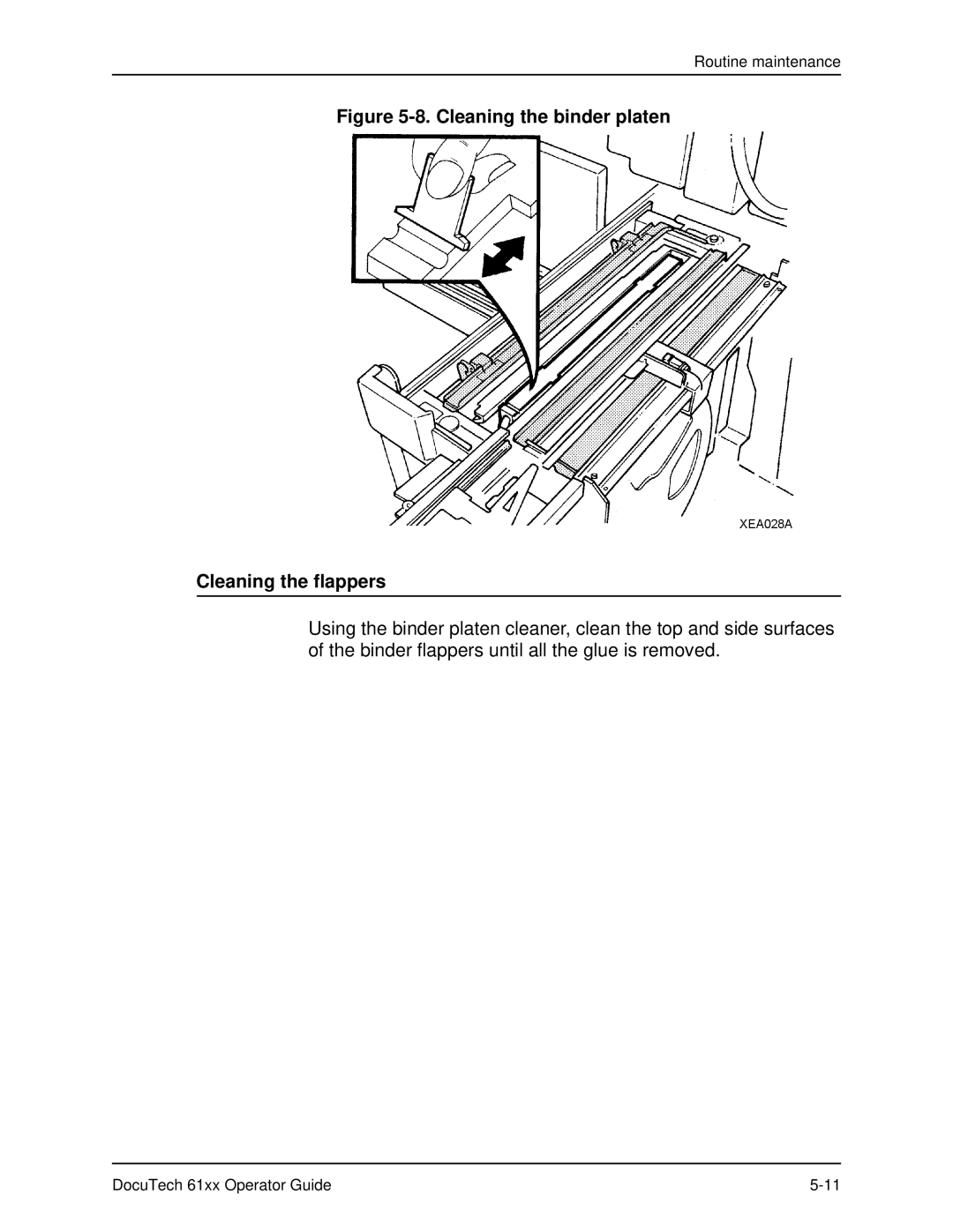 Xerox 61xx manual Cleaning the binder platen Cleaning the flappers 