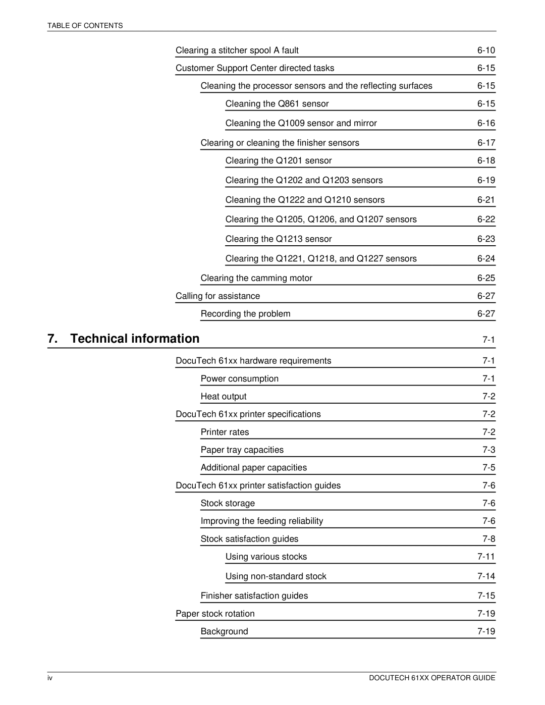 Xerox 61xx manual Technical information 