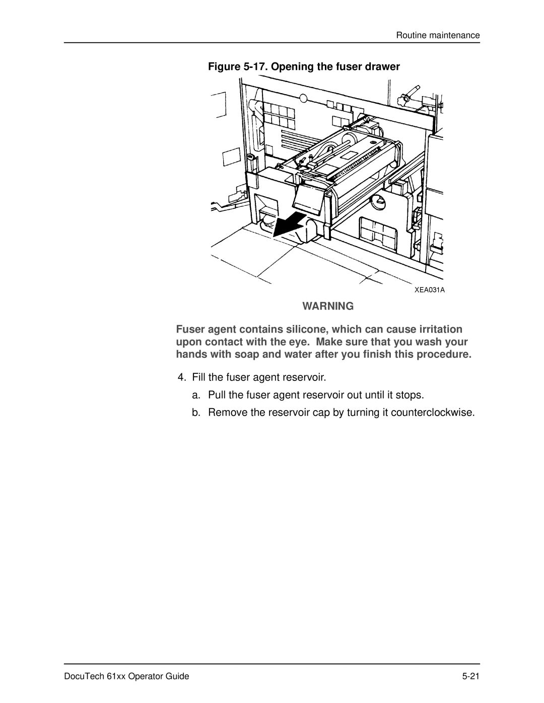 Xerox 61xx manual Opening the fuser drawer 