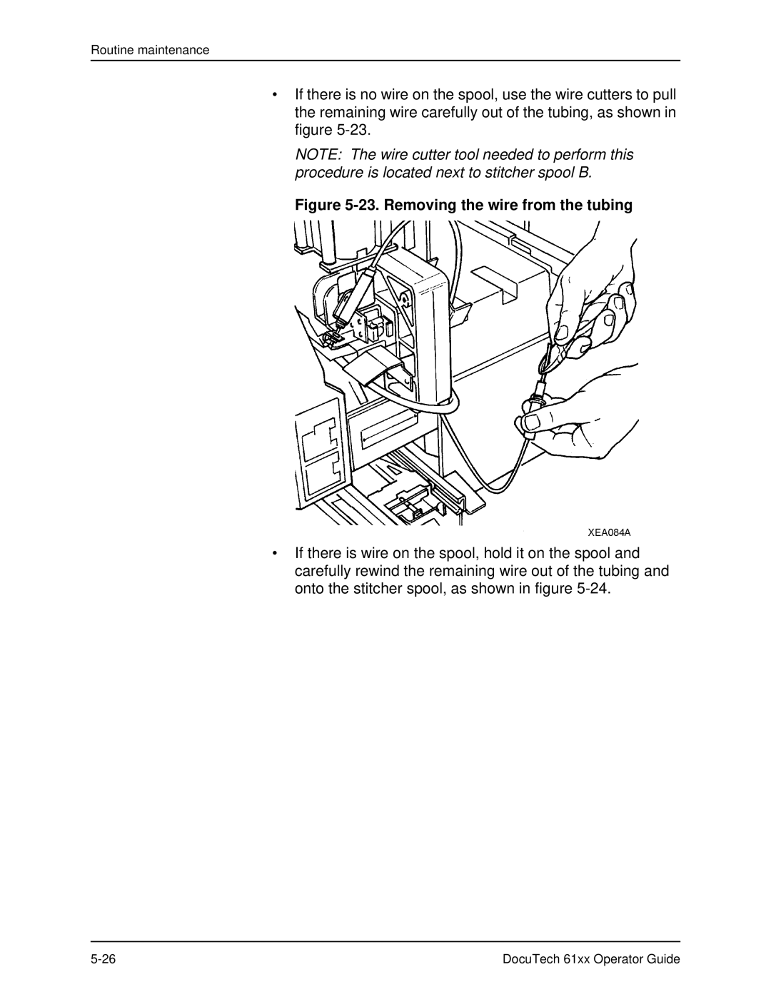 Xerox 61xx manual Removing the wire from the tubing 