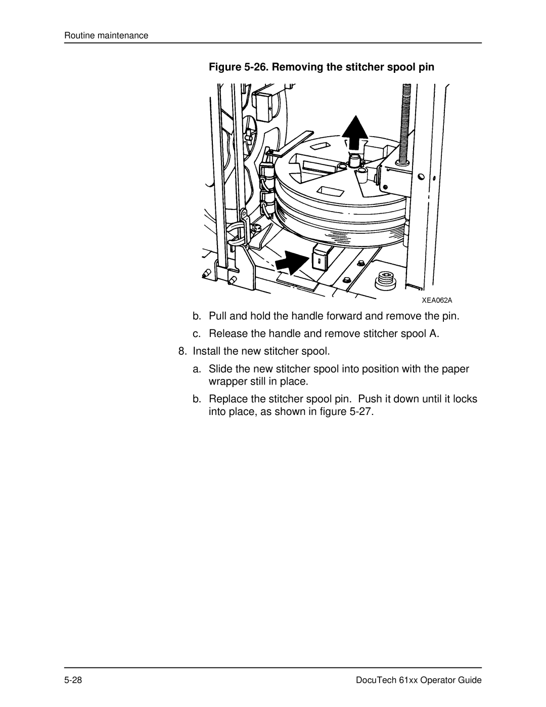 Xerox 61xx manual Removing the stitcher spool pin 