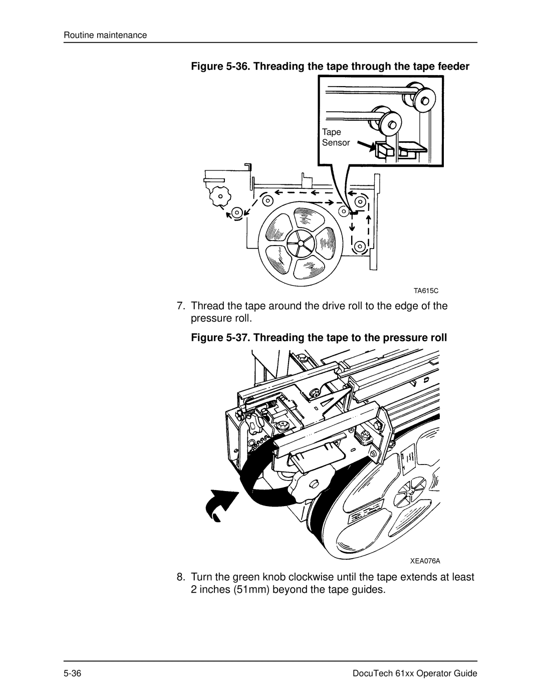 Xerox 61xx manual Threading the tape through the tape feeder 