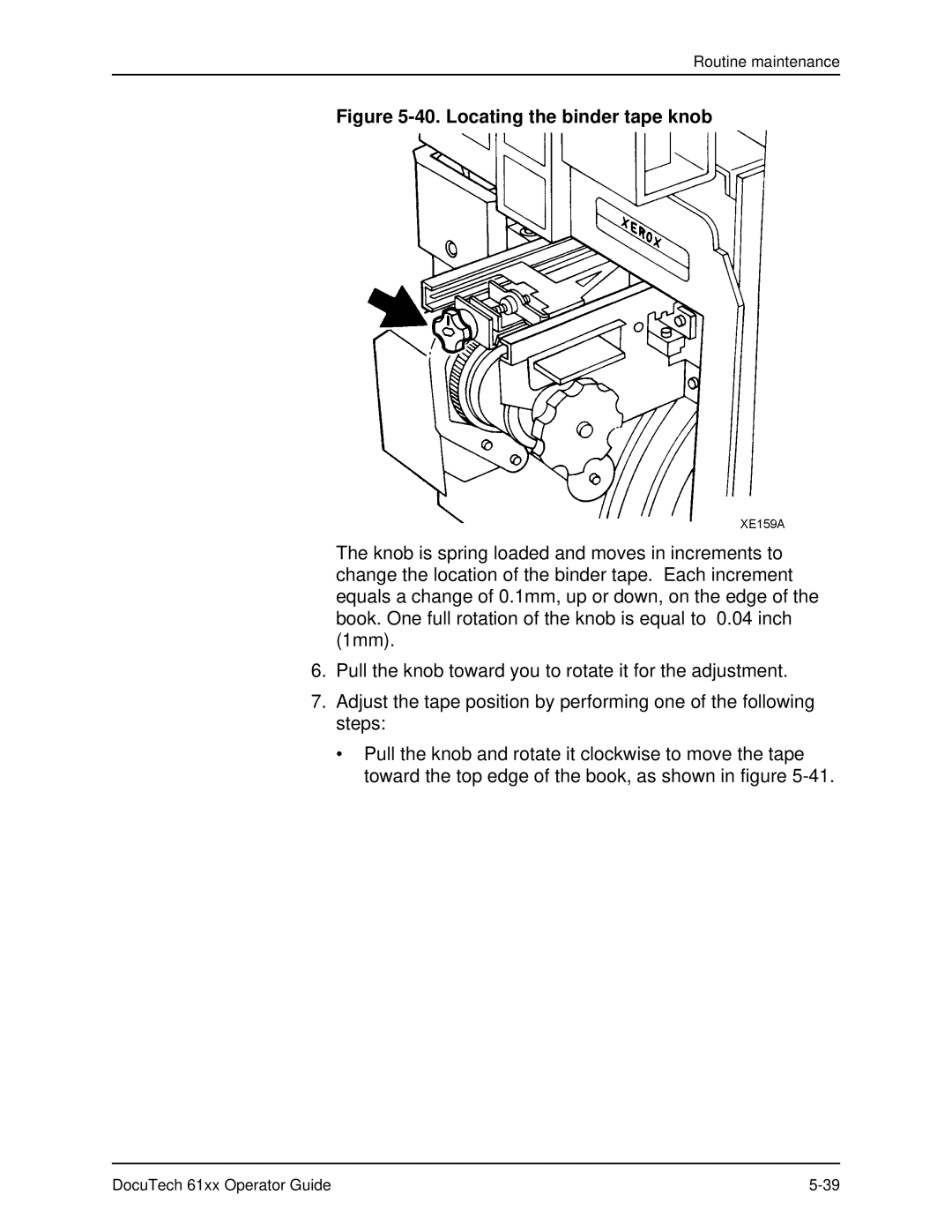 Xerox 61xx manual Locating the binder tape knob 