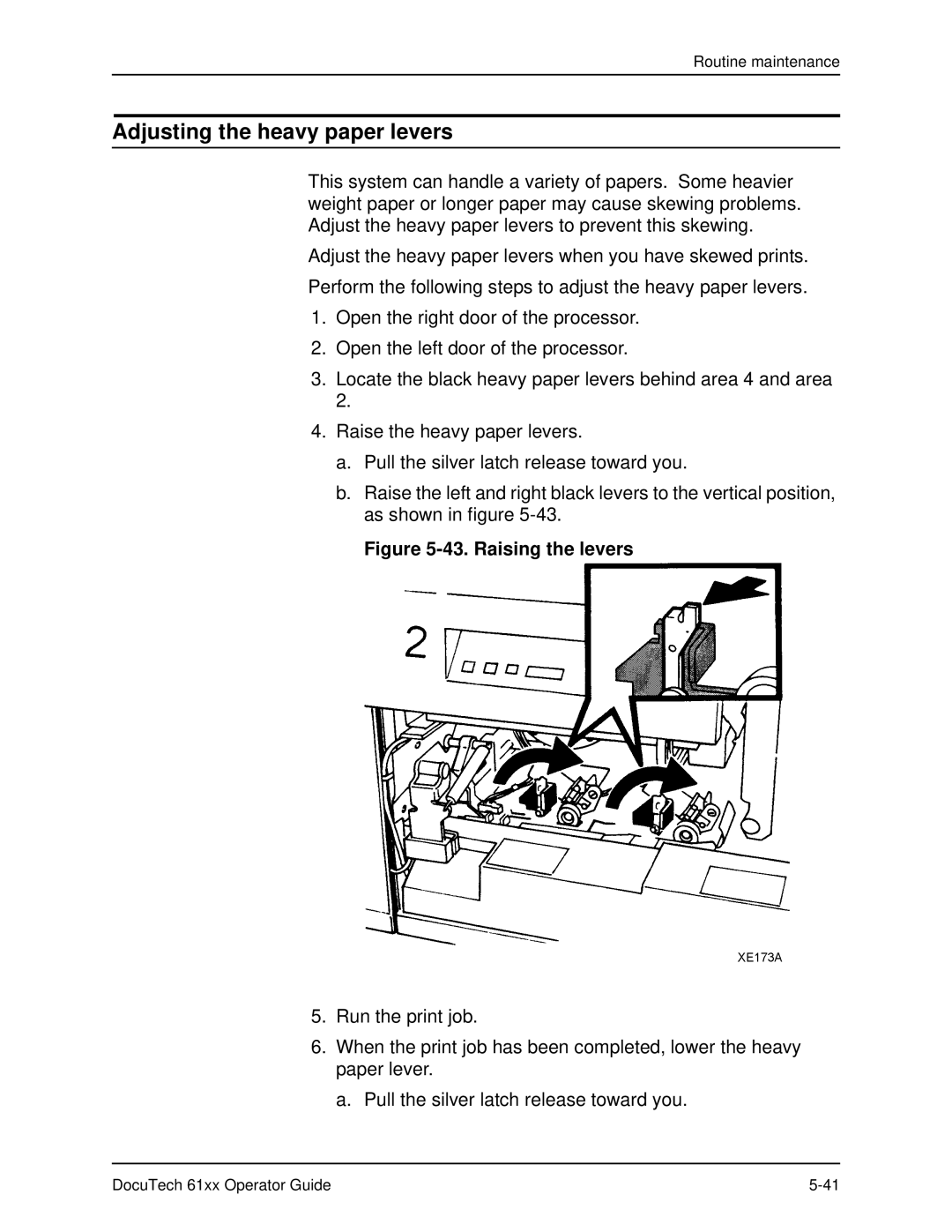 Xerox 61xx manual Adjusting the heavy paper levers, Raising the levers 