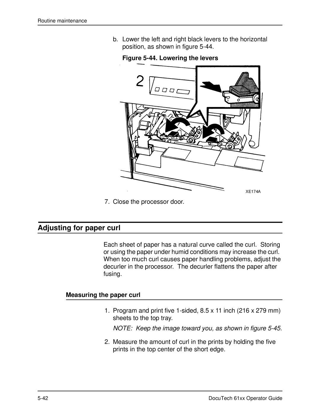 Xerox 61xx manual Adjusting for paper curl, Measuring the paper curl 