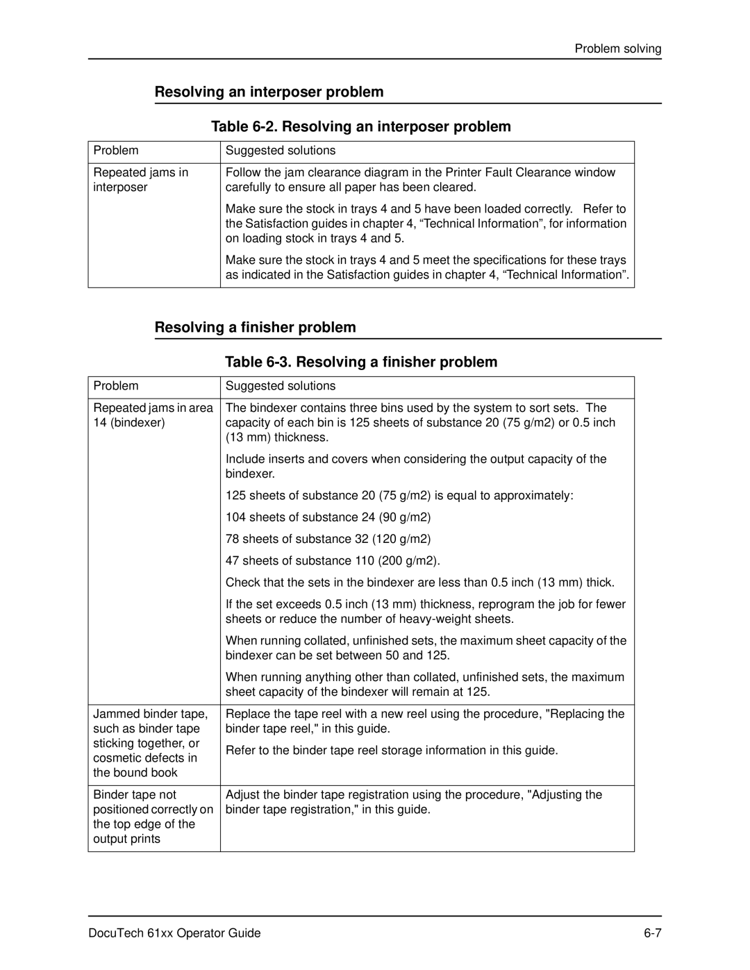 Xerox 61xx manual Resolving an interposer problem, Resolving a finisher problem 