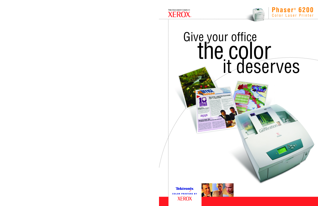 Xerox 6200DP specifications the color, it deserves, Give your office, P h a s e r 6 2 0, C o l o r L a s e r P r i n t e r 
