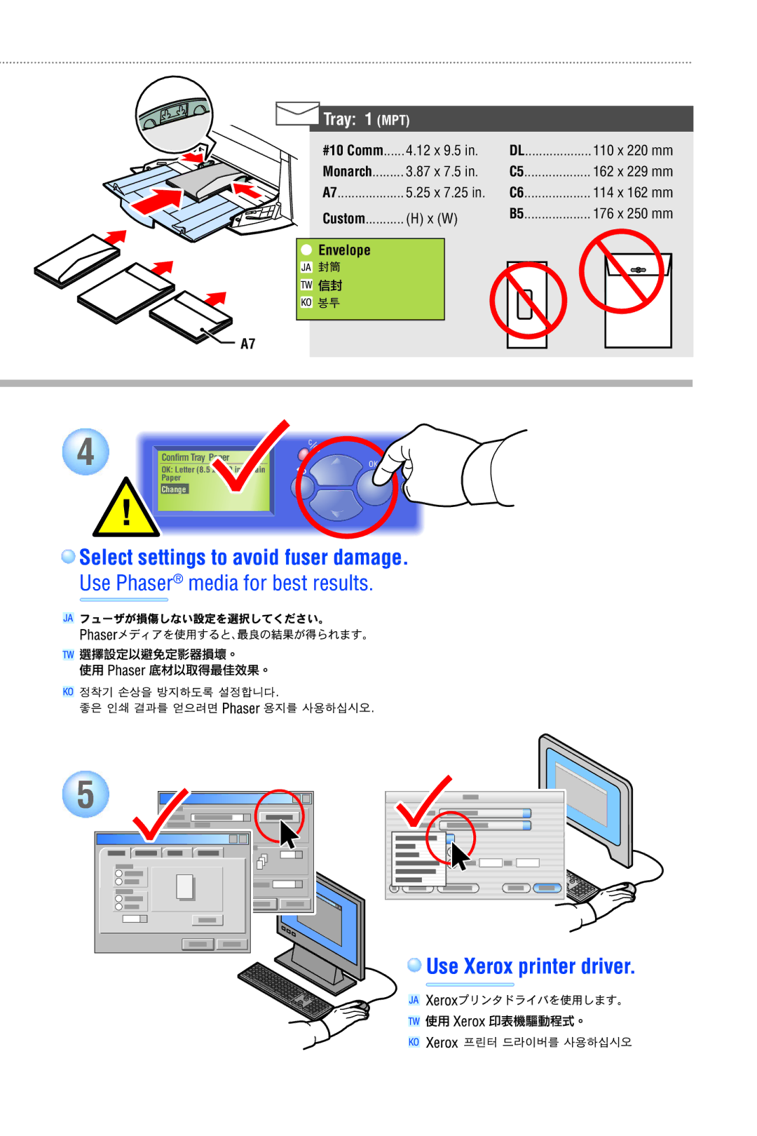 Xerox 6250 manual Select settings to avoid fuser damage 