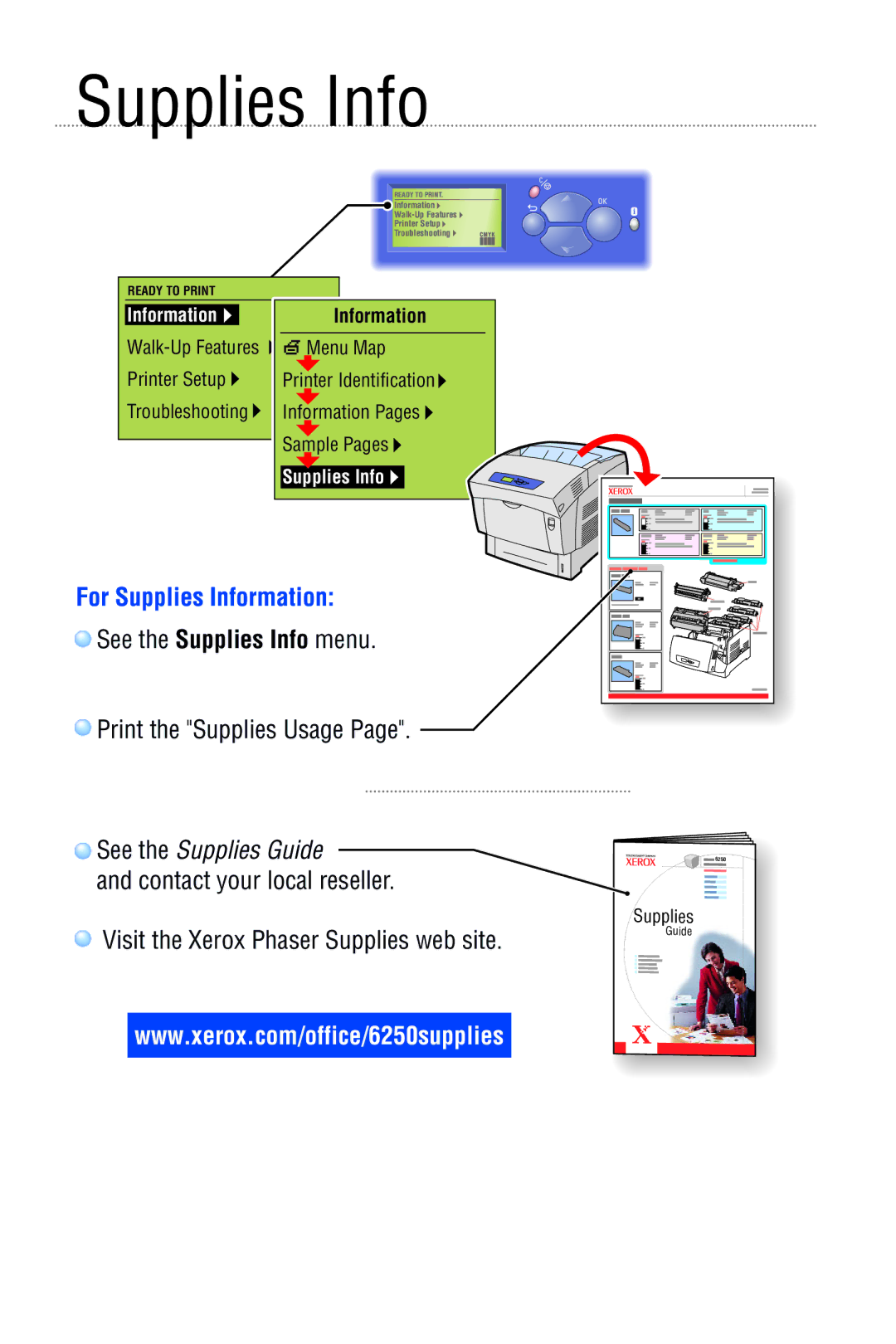 Xerox 6250 manual For Supplies Information 