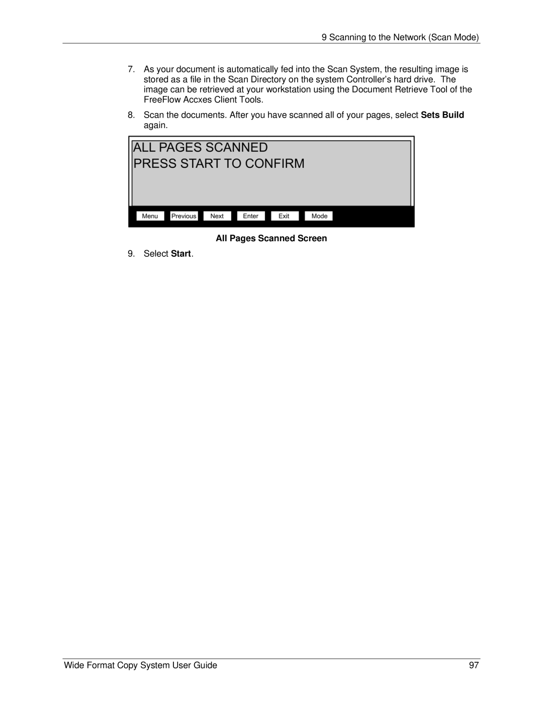 Xerox 5101, 6279 manual All Pages Scanned Screen 