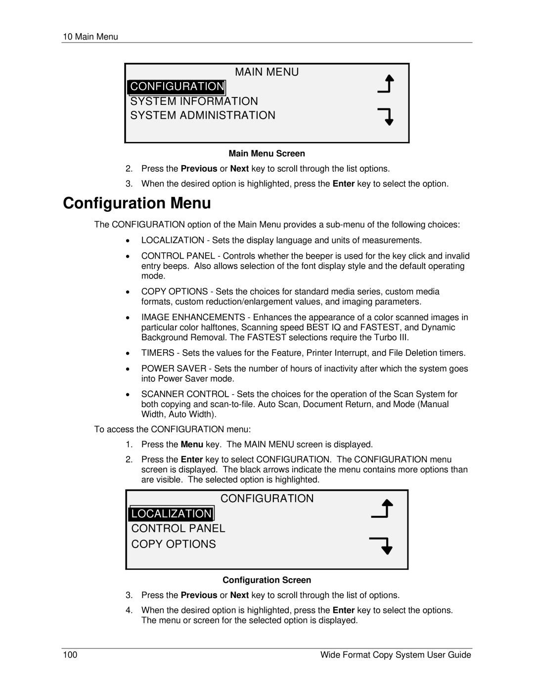 Xerox 6279, 5101 manual Configuration Menu, Localization 