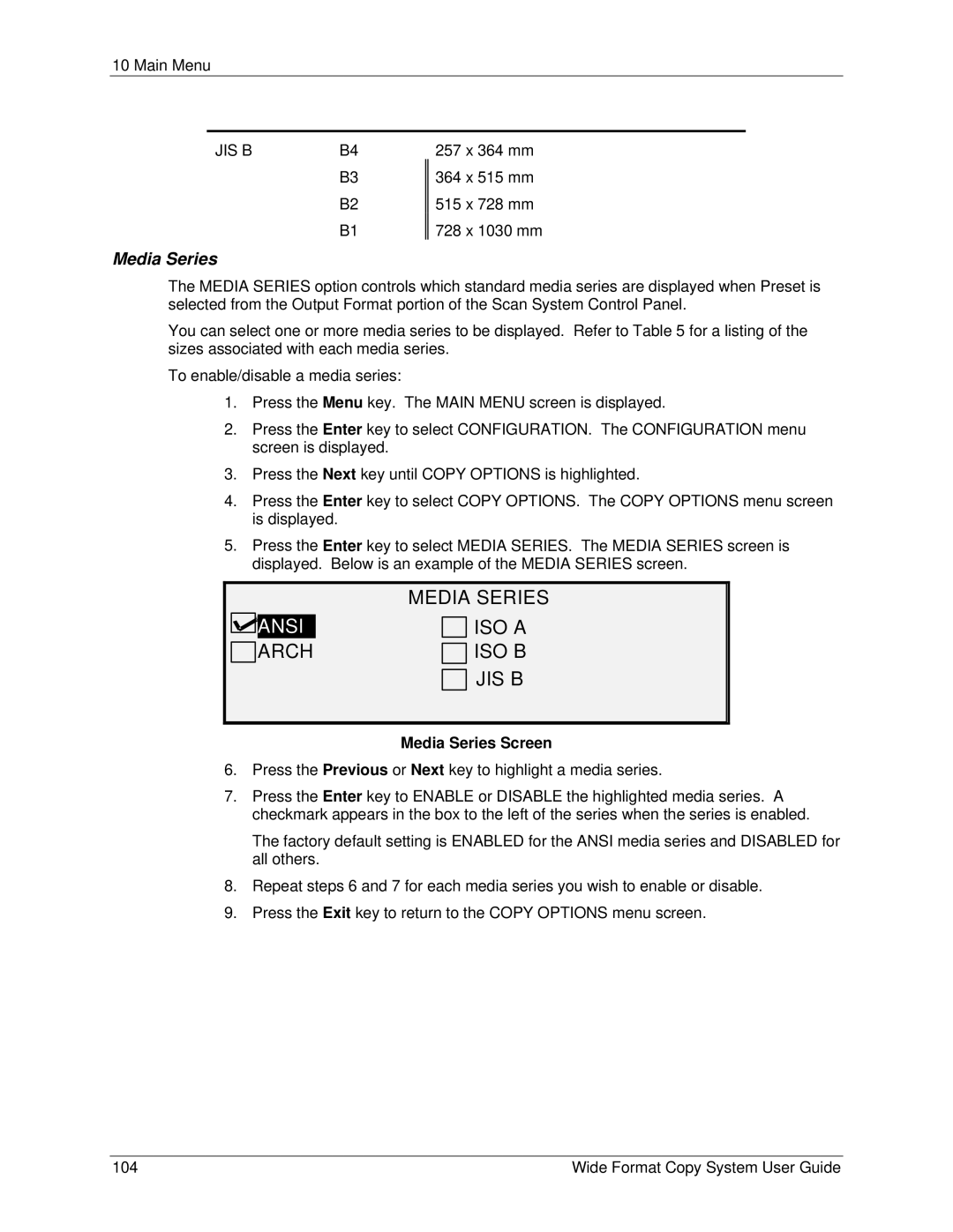 Xerox 6279, 5101 manual Media Series, Ansi, ISO a, Arch ISO B JIS B 