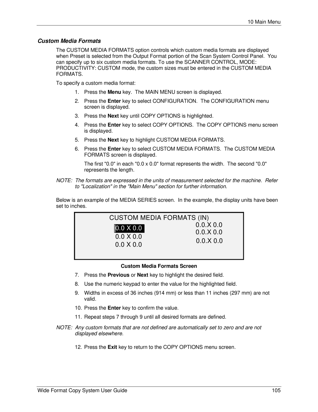 Xerox 5101, 6279 manual Custom Media Formats Screen 