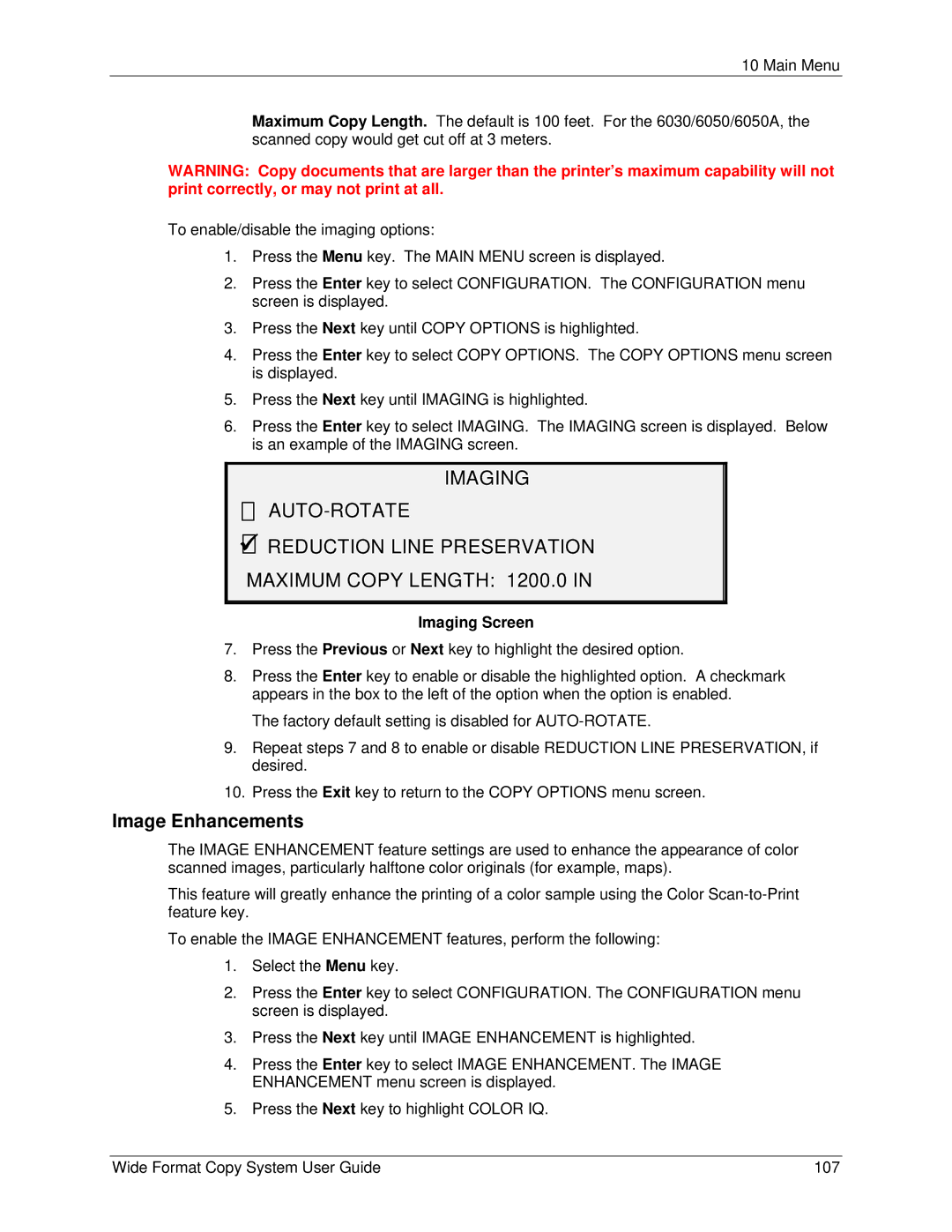 Xerox 5101, 6279 manual Image Enhancements, Imaging Screen 