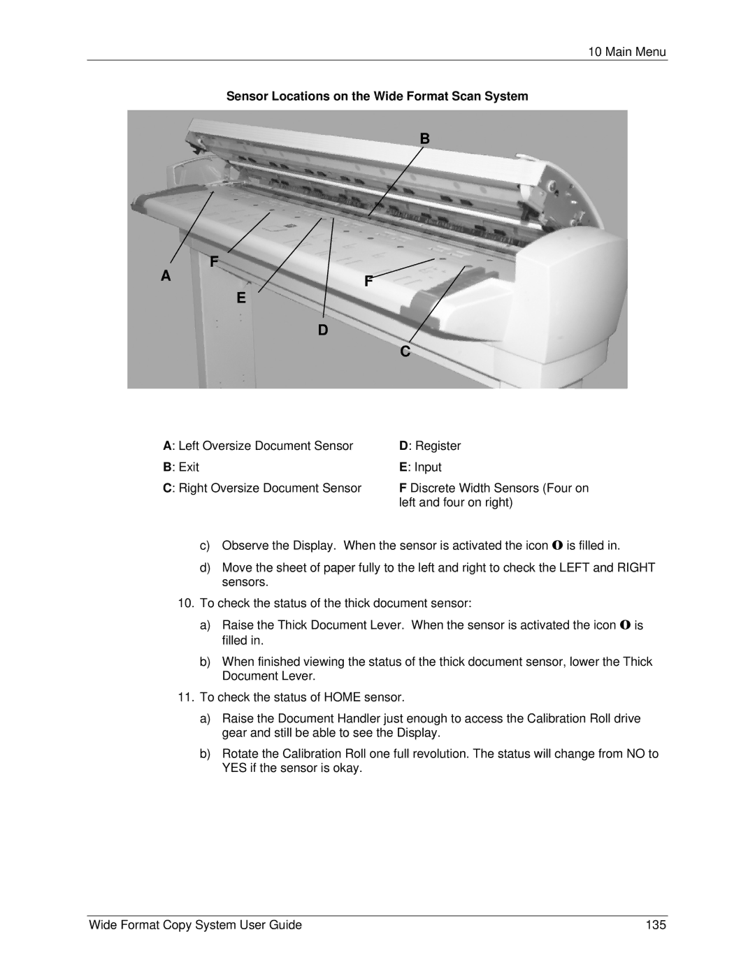 Xerox 5101, 6279 manual Sensor Locations on the Wide Format Scan System 