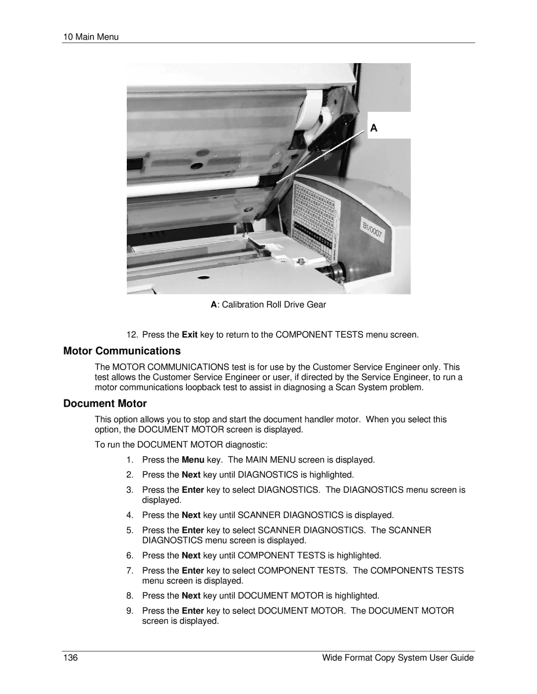 Xerox 6279, 5101 manual Motor Communications, Document Motor 