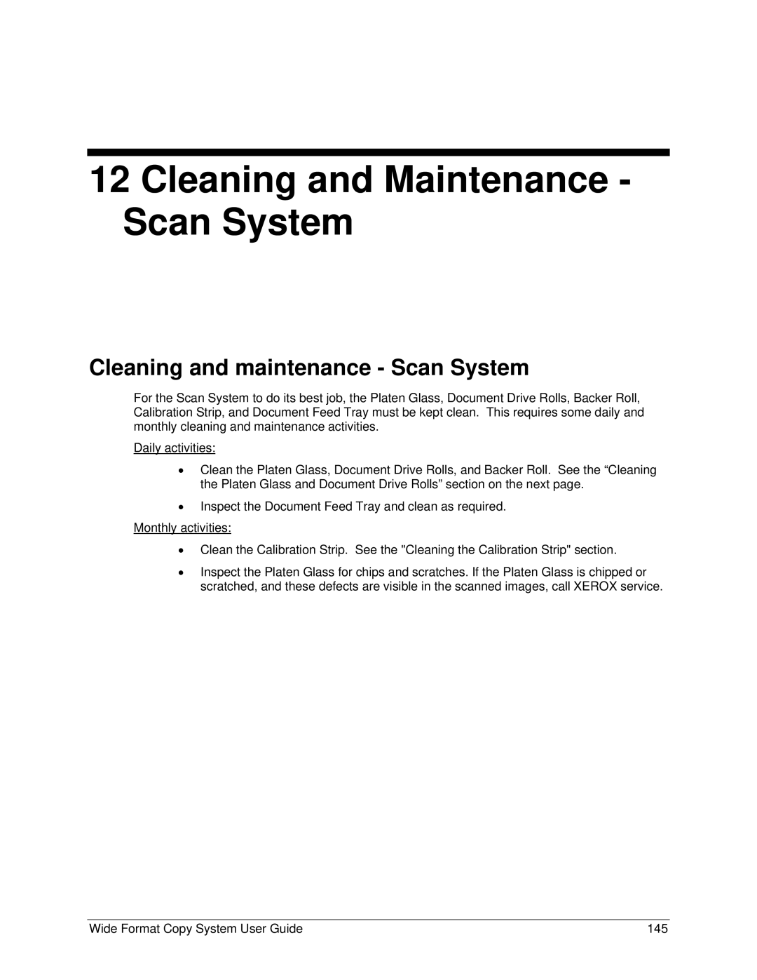 Xerox 5101, 6279 manual Cleaning and Maintenance Scan System, Cleaning and maintenance Scan System 