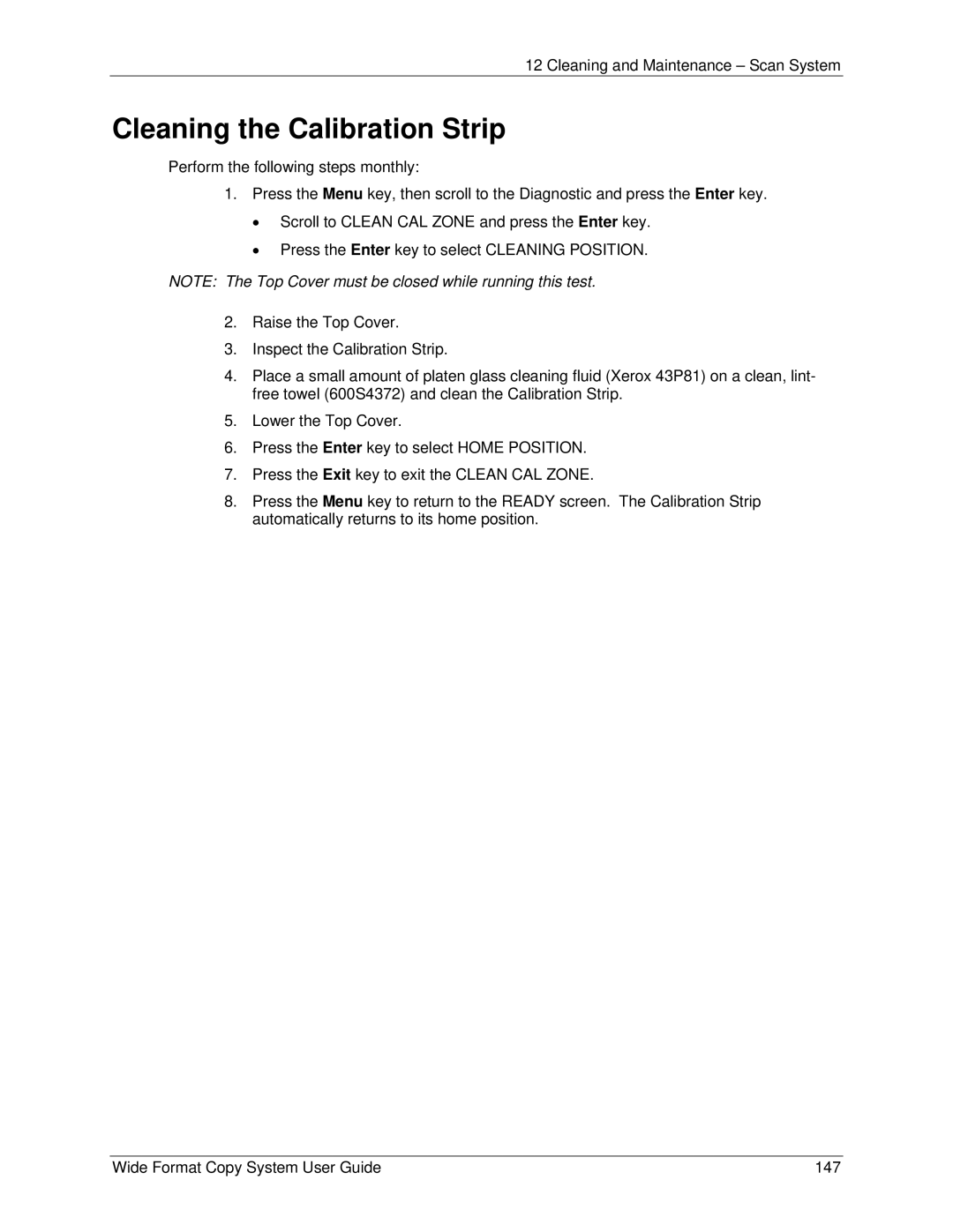 Xerox 5101, 6279 manual Cleaning the Calibration Strip 