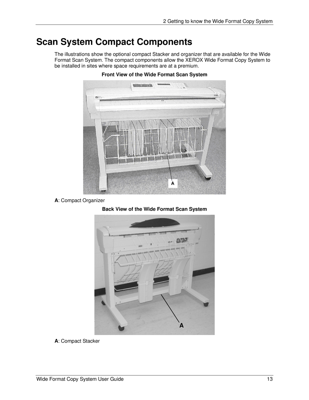 Xerox 5101, 6279 manual Scan System Compact Components, Front View of the Wide Format Scan System 