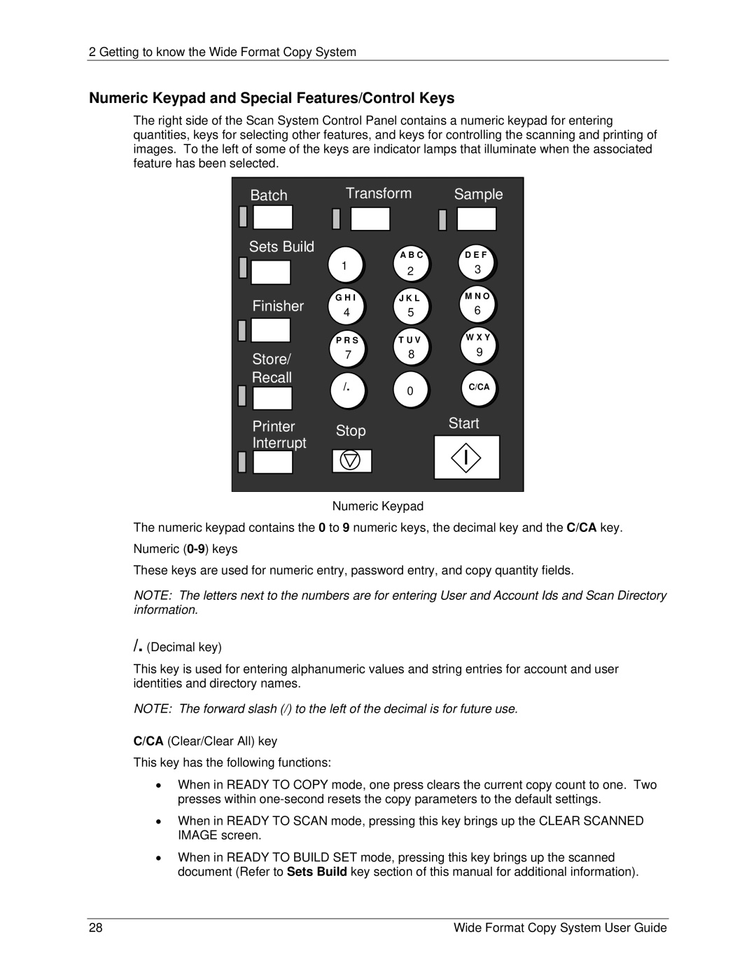 Xerox 6279, 5101 manual Numeric Keypad and Special Features/Control Keys 