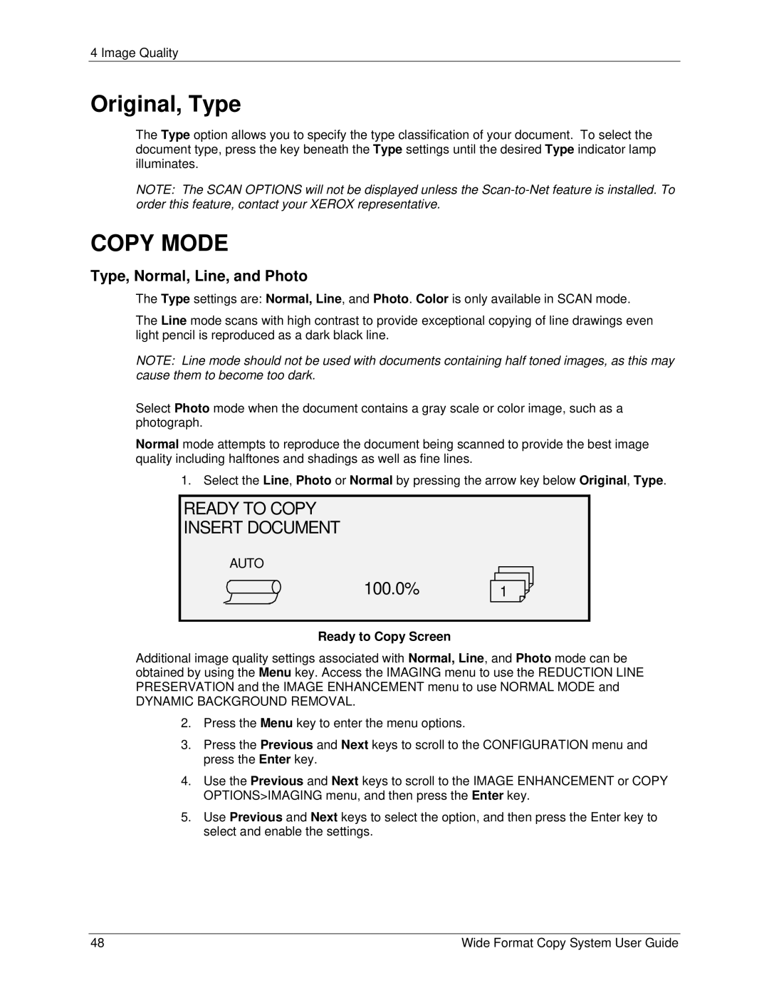 Xerox 6279, 5101 manual Original, Type, Type, Normal, Line, and Photo 