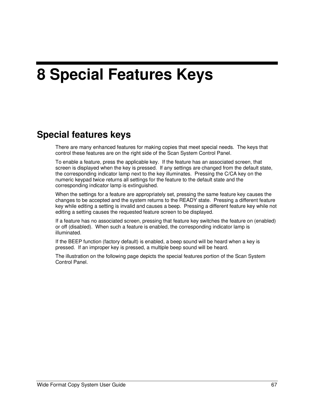 Xerox 5101, 6279 manual Special Features Keys, Special features keys 