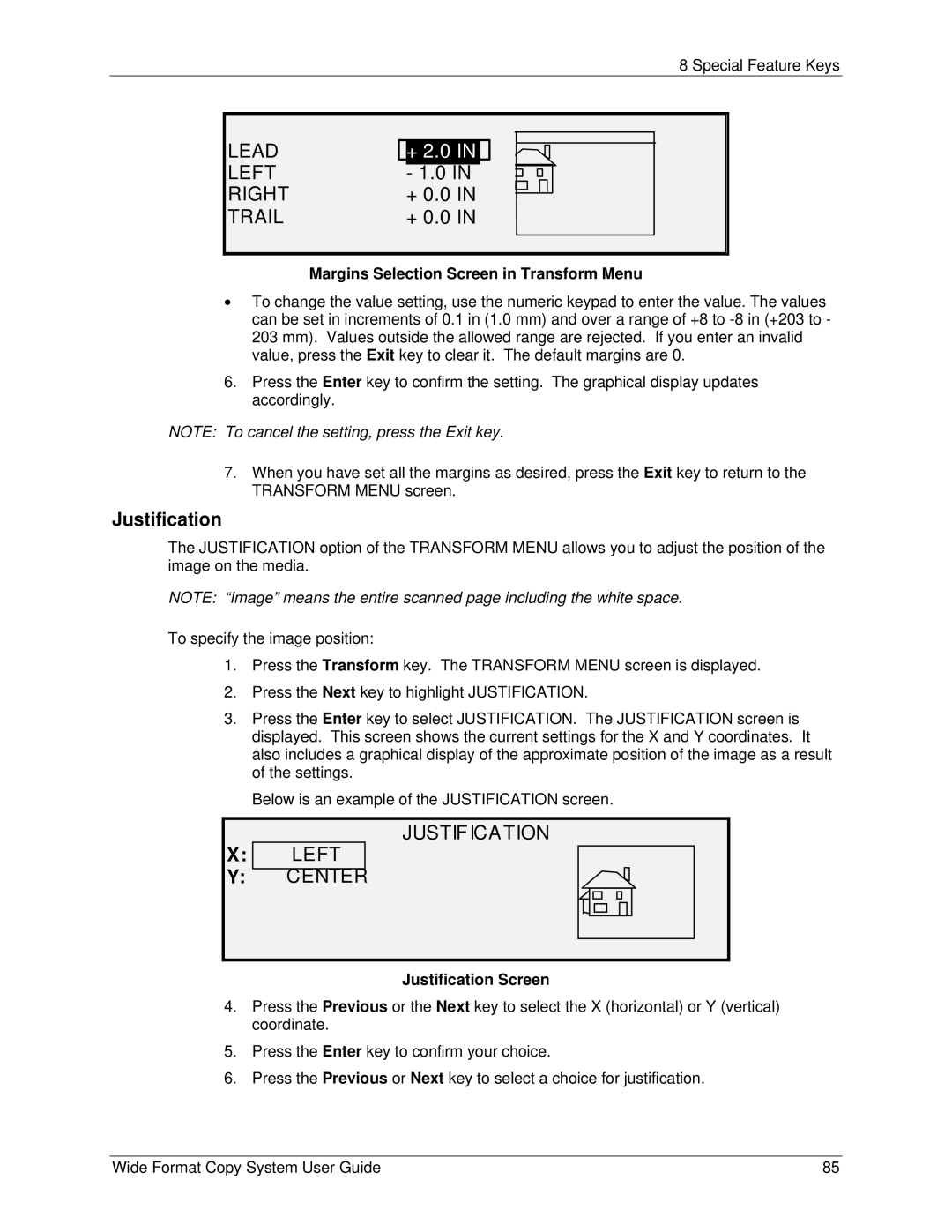 Xerox 5101, 6279 manual Lead Left Right Trail, Justification Left Center, Justification Screen 