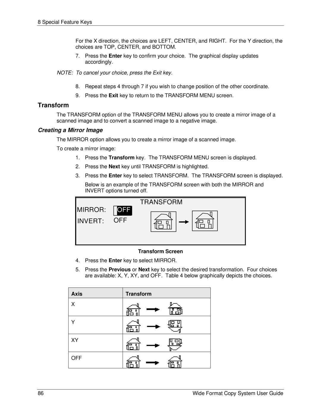 Xerox 6279, 5101 manual Mirror Invert Transform, Off, Creating a Mirror Image 