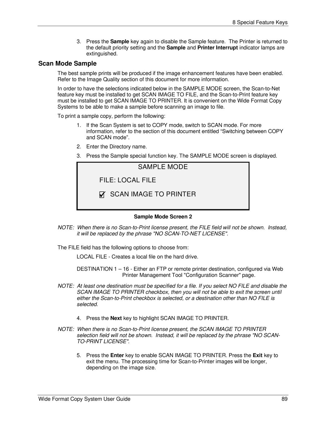 Xerox 5101, 6279 manual Sample Mode File Local File Scan Image to Printer, Scan Mode Sample 