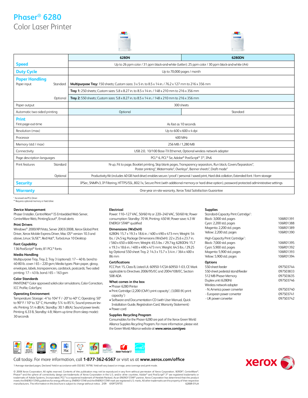 Xerox 6280DN, 6280N manual Phaser 