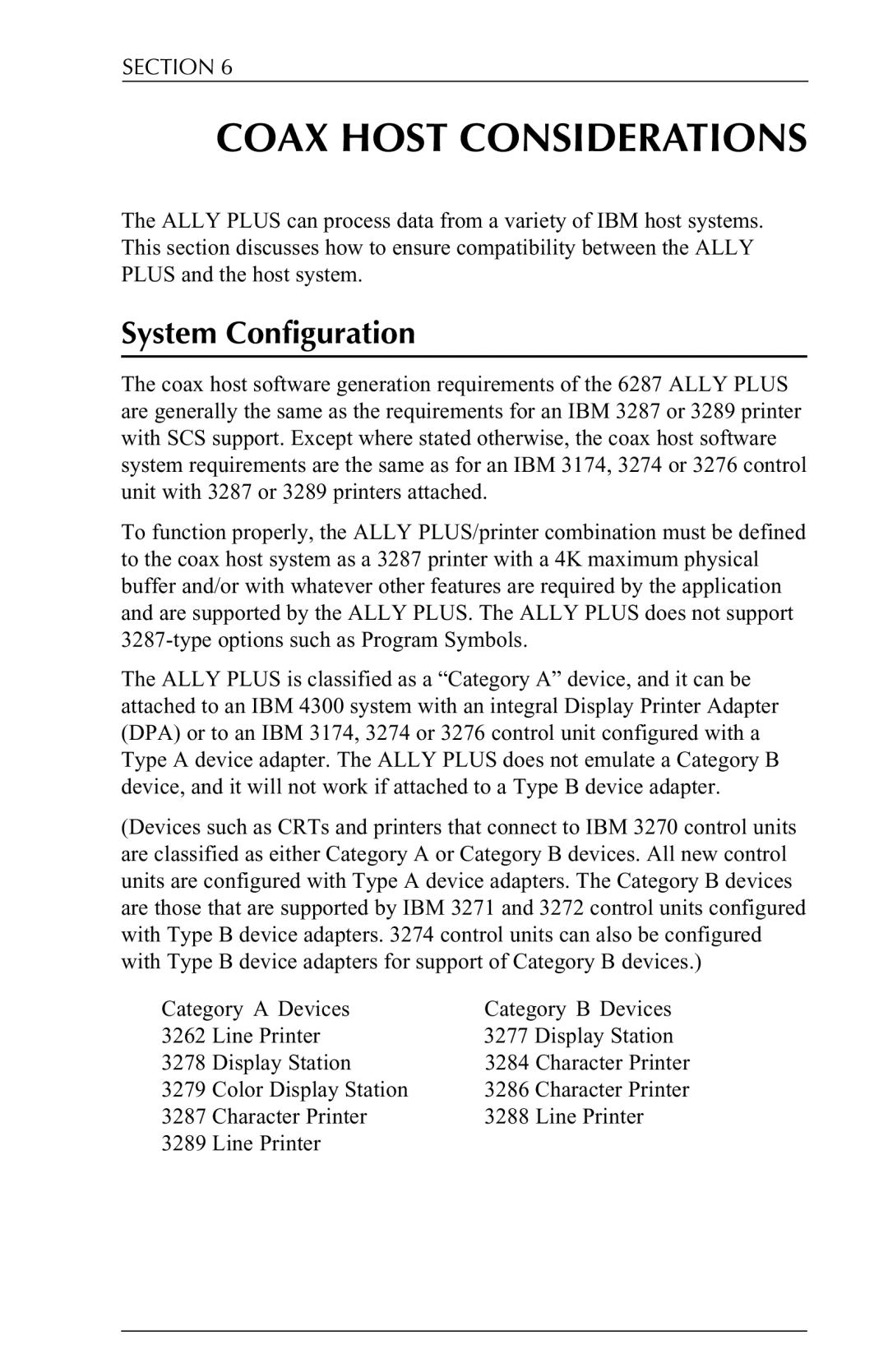 Xerox 6287 user manual Coax Host Considerations, System Configuration 