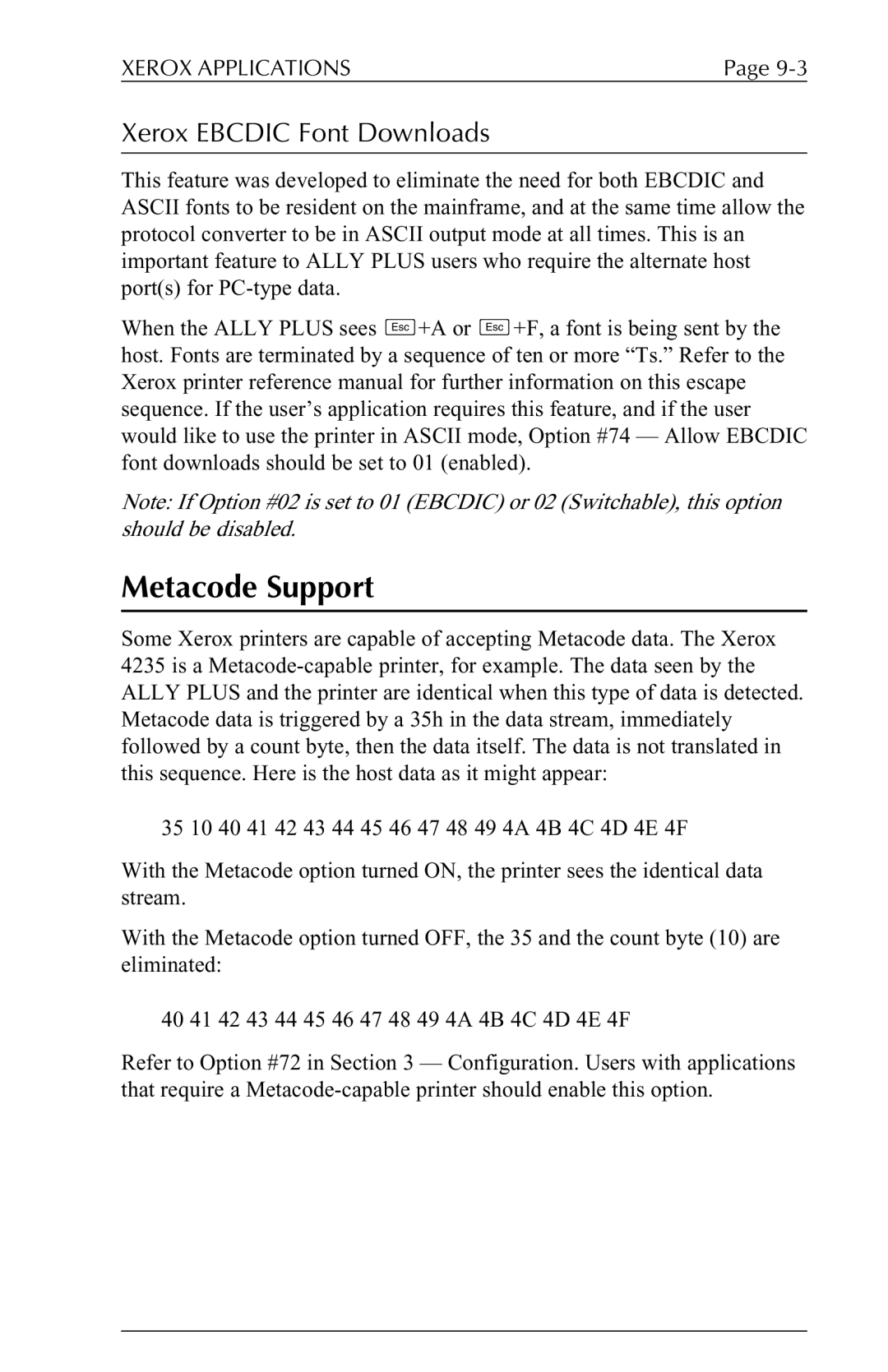 Xerox 6287 user manual Metacode Support, Xerox Ebcdic Font Downloads 