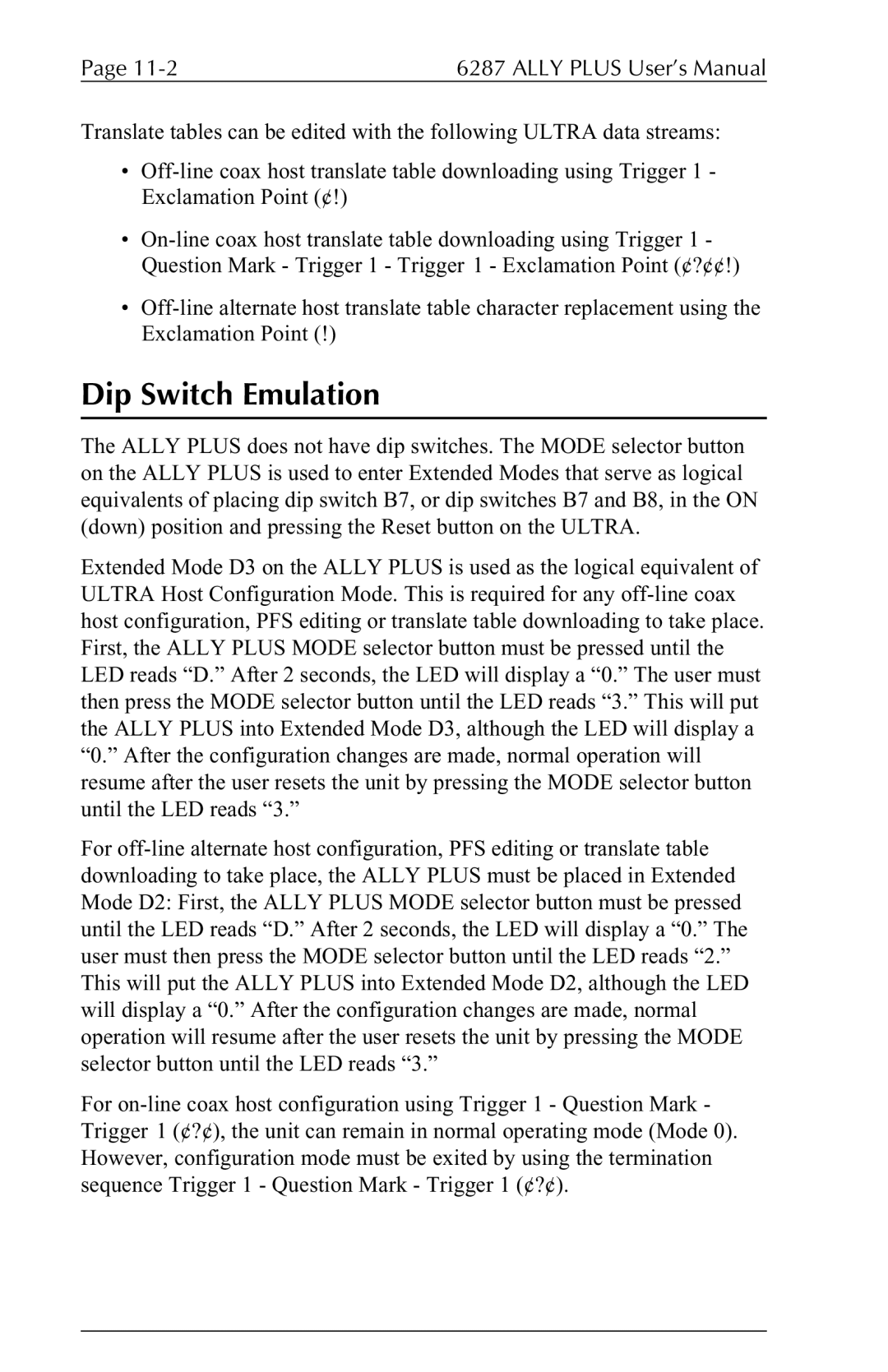 Xerox 6287 user manual Dip Switch Emulation 