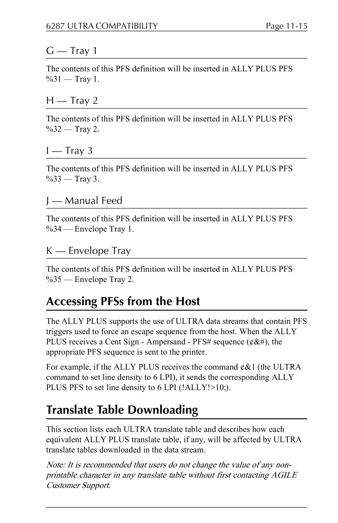 Xerox 6287 user manual Translate Table Downloading, Manual Feed 